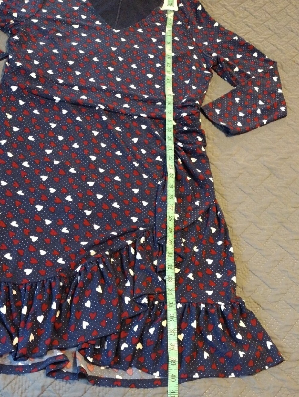 Talbots Navy Dress with Red and White Heart Print - Picture 9 of 14